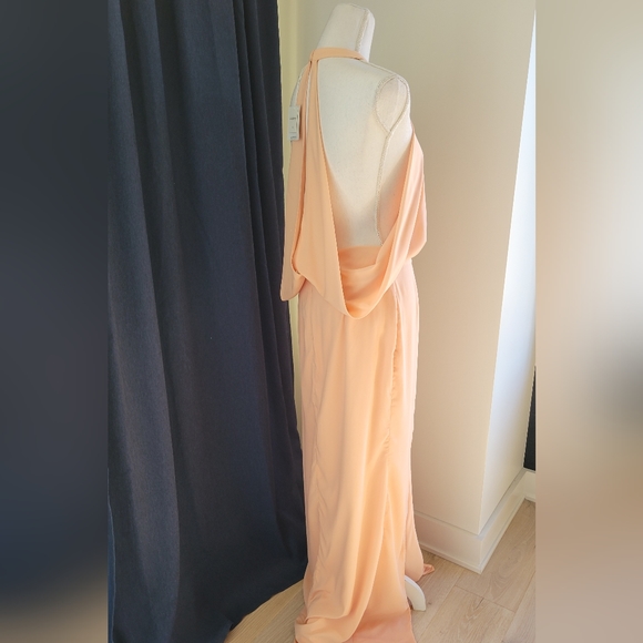 MISSGUIDED | Peach Cowl Back Maxi Dress - Picture 15 of 16